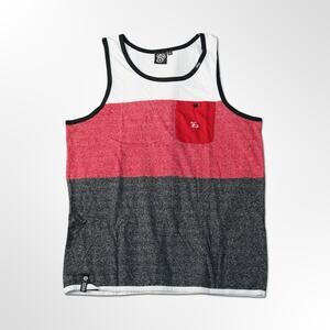 LRG Men's Sleeveless Tank Top - Red, White, Gray - Large